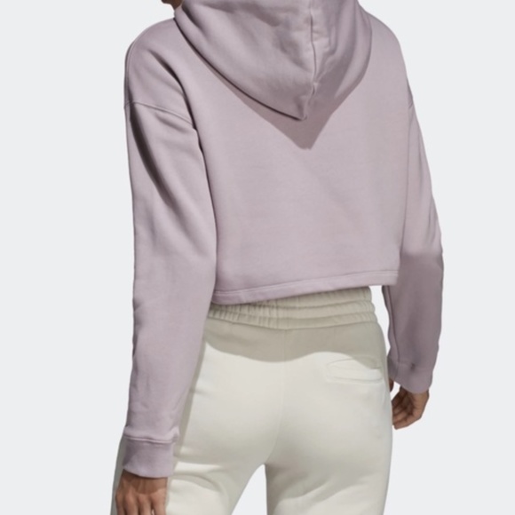 Adidas Bossy 90s Oversized Trefoil Cropped Hoodie Sweatshirt/Size Medium - Picture 2 of 16